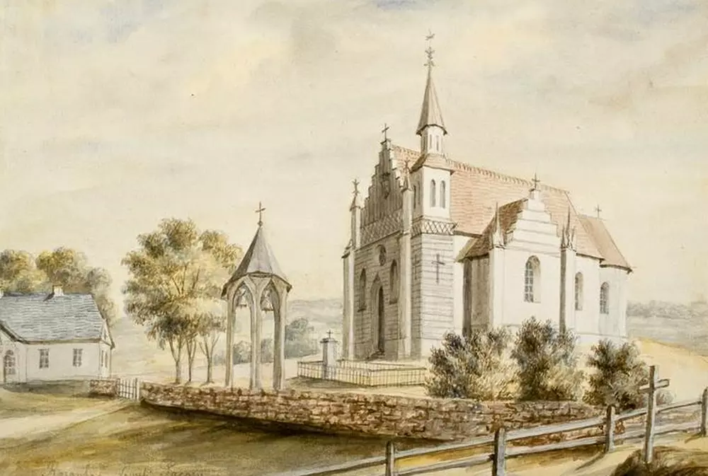 Касцёл у Ражанцы на карціне Напалеона Орды Касцёл у Ражанцы на карціне Напалеона Орды